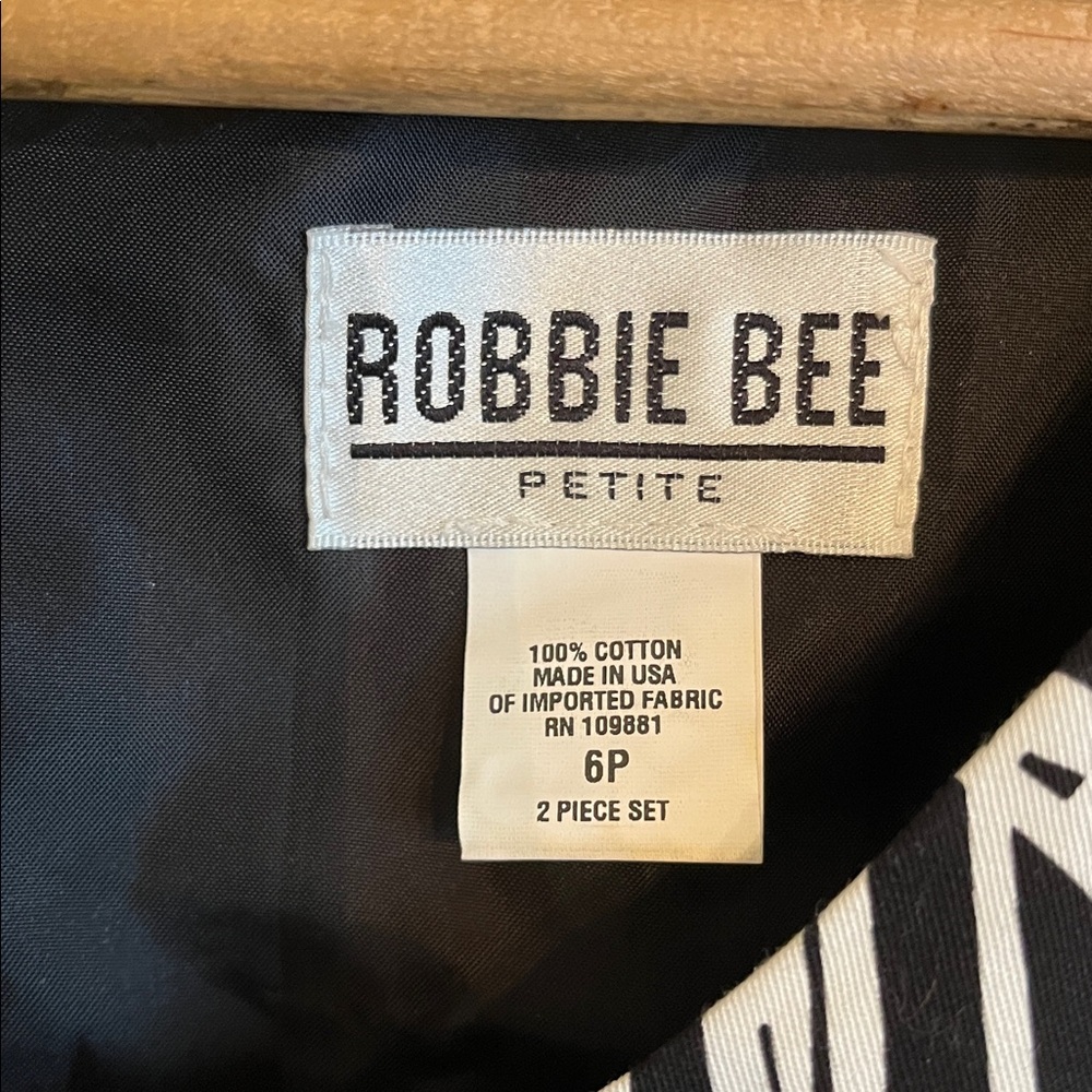 Vintage Robbie Bee Petite Black and White Leaf Print Tropical Art Deco - Picture 2 of 5